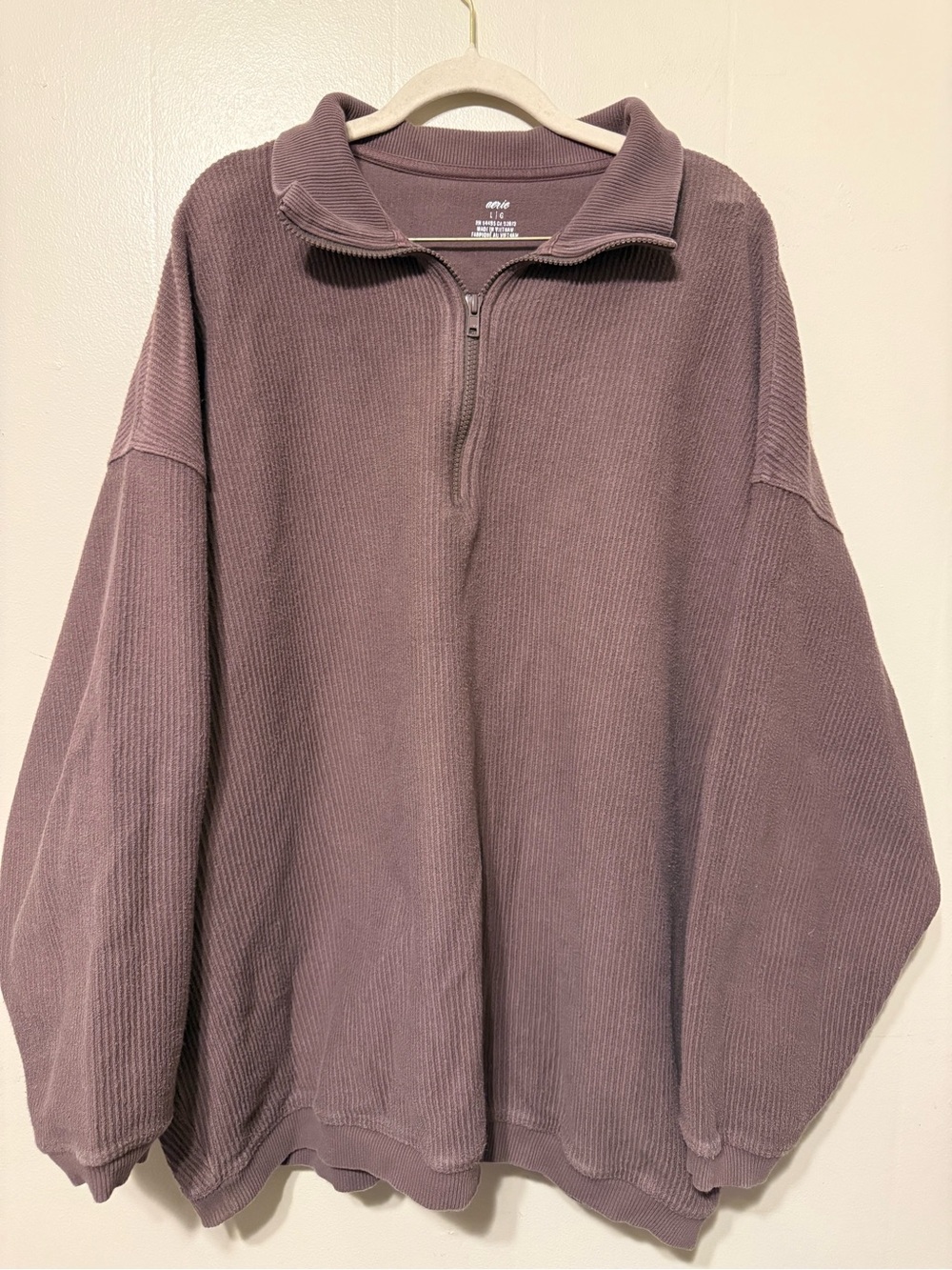 Aerie Womens Large Half-Zip Pullover Sweater - Dusty Mauve